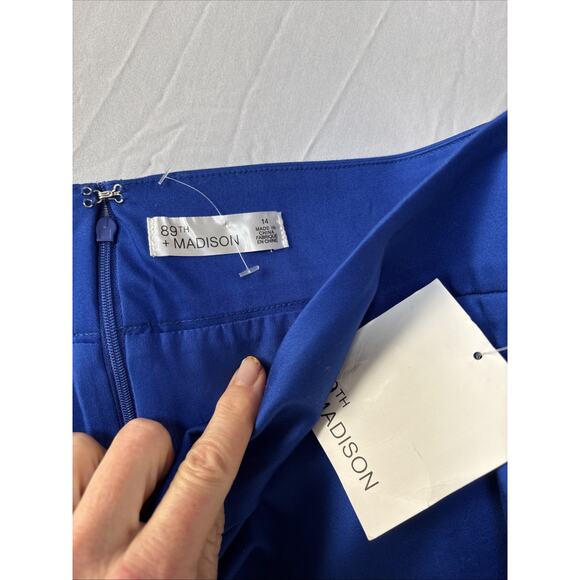 89th + Madison Women's 14 Stretch Pencil Skirt Surf the Web Cobalt Blue Business - Picture 3 of 6